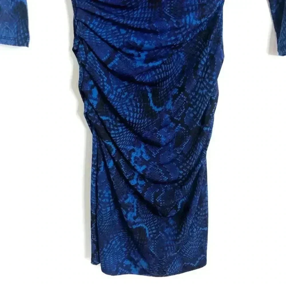 Jennifer Lopez Blue Mini Snake Print Python Bodyc… - image 4